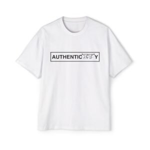Authenticity Box Logo Tee — "AUTHENTICITY" Minimal Graphic Men's Oversized T‑Shirt