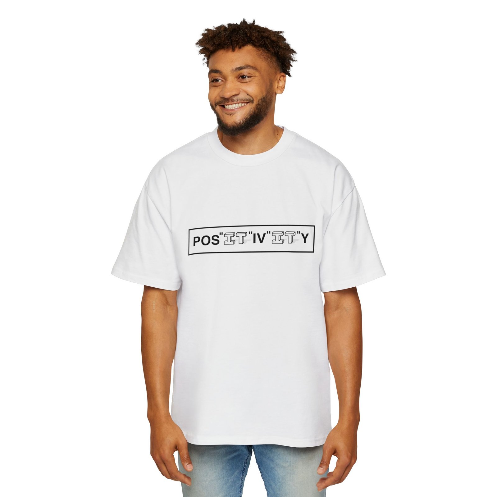 Positivity Box Logo Tee — Men's Oversized Positive Vibes T-Shirt - Image 3