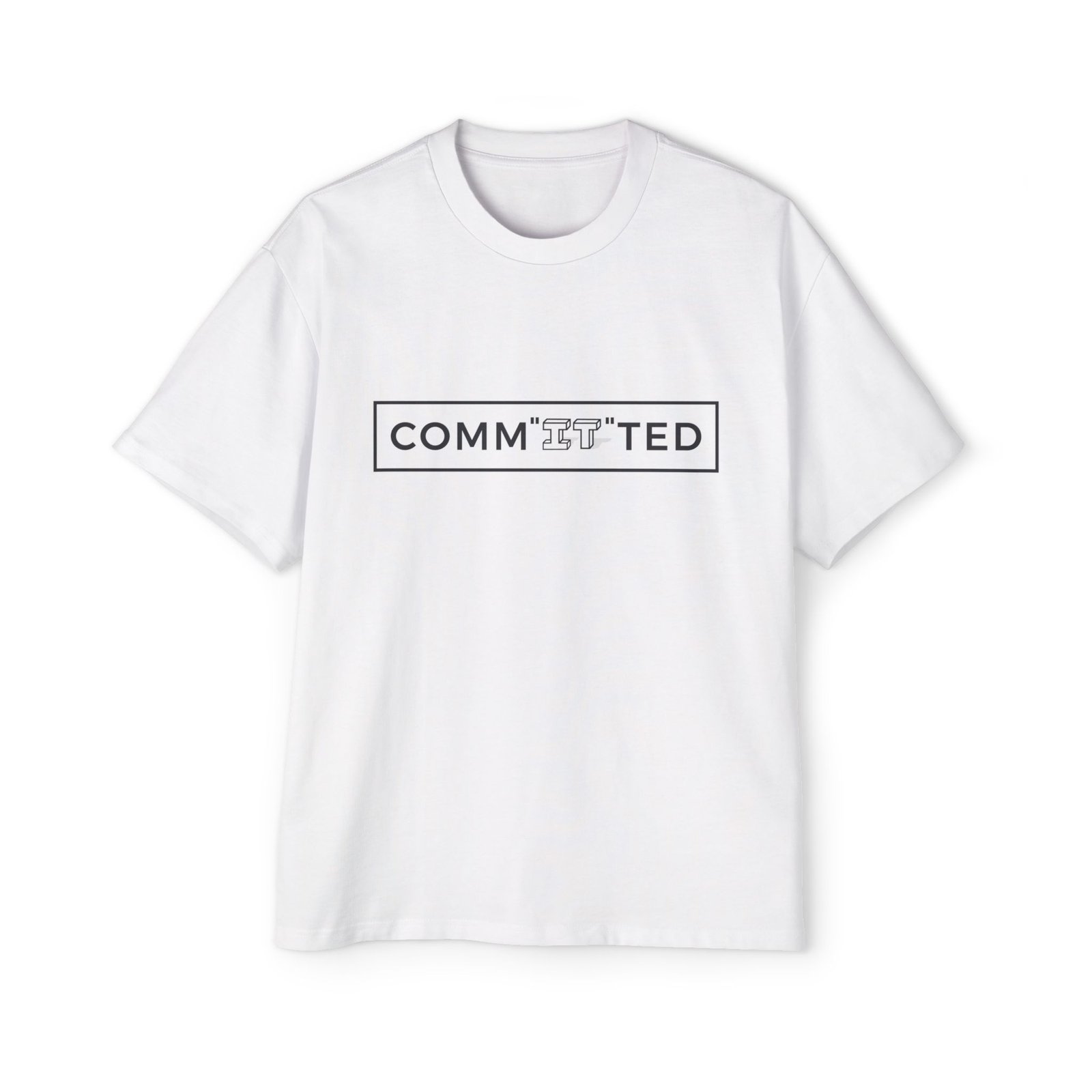Committed Graphic Tee — 'COMMITTED' Box Logo Men's Oversized T-Shirt