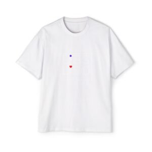 Minimalist Heart Dot Tee — Men’s Oversized White T-Shirt