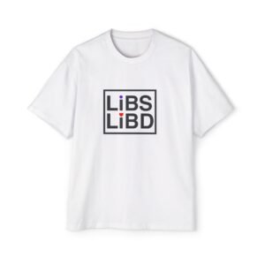 Libs Libd Box Logo Tee — Political Satire Men's Oversized T‑Shirt